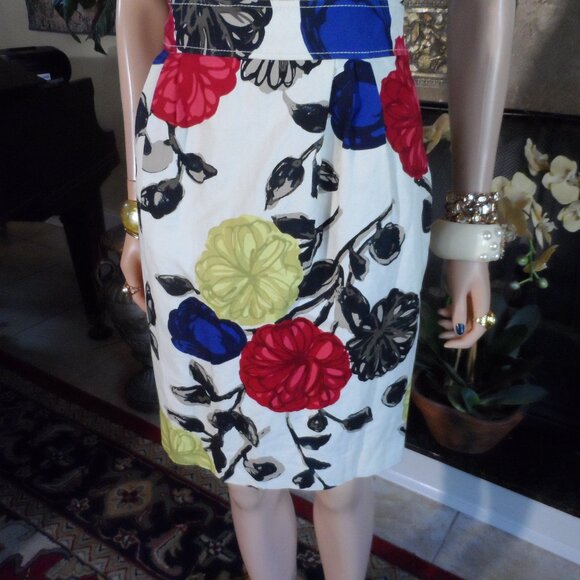 Moschino CheapandChic Ivory Multi Color Floral Print Sheath Dress Size 8 - Picture 9 of 16